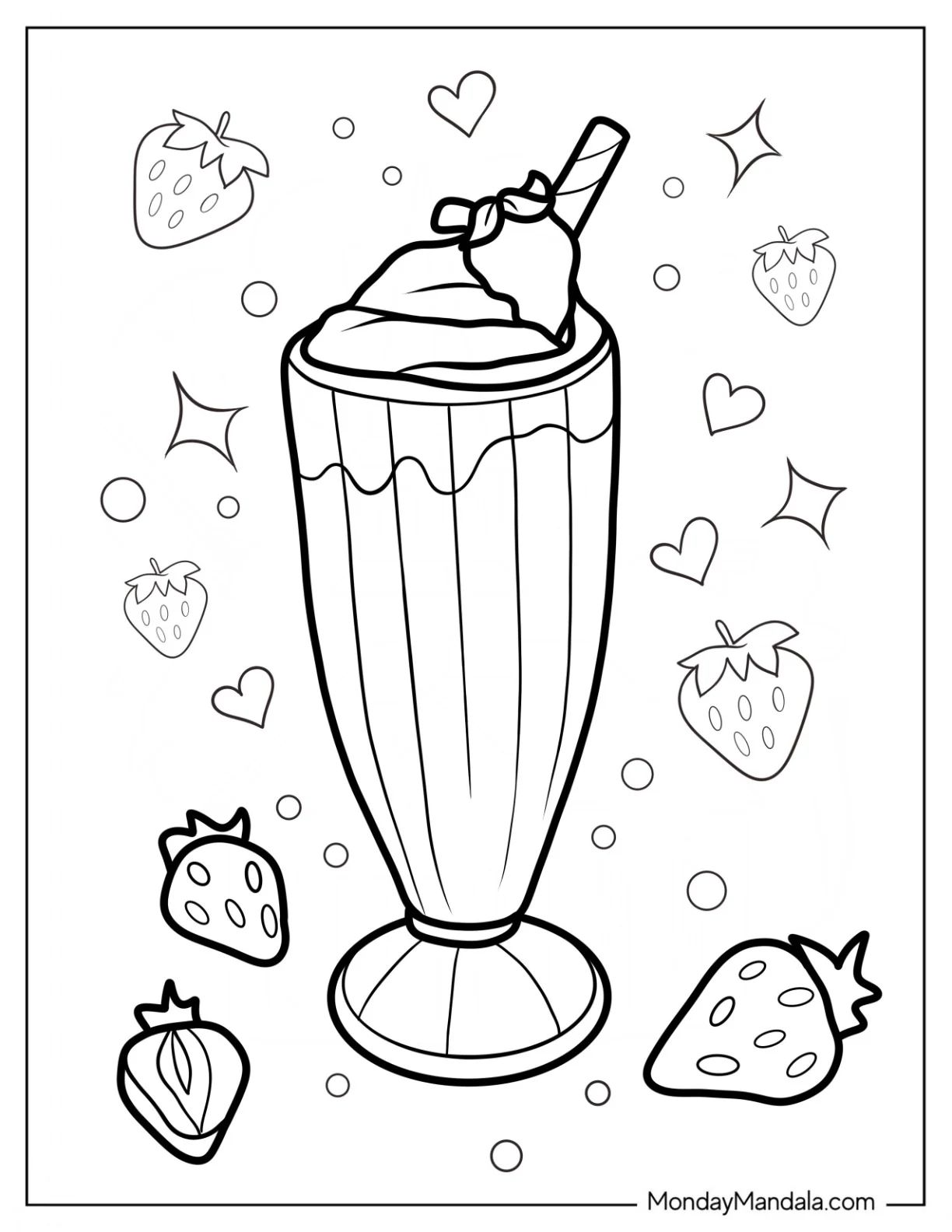 Çocuklar İçin Milkshake Boyama Sayfaları 