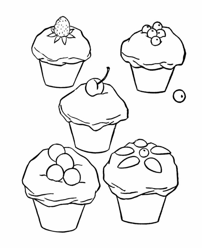 Çocuklar İçin Muffin Boyama Sayfaları 