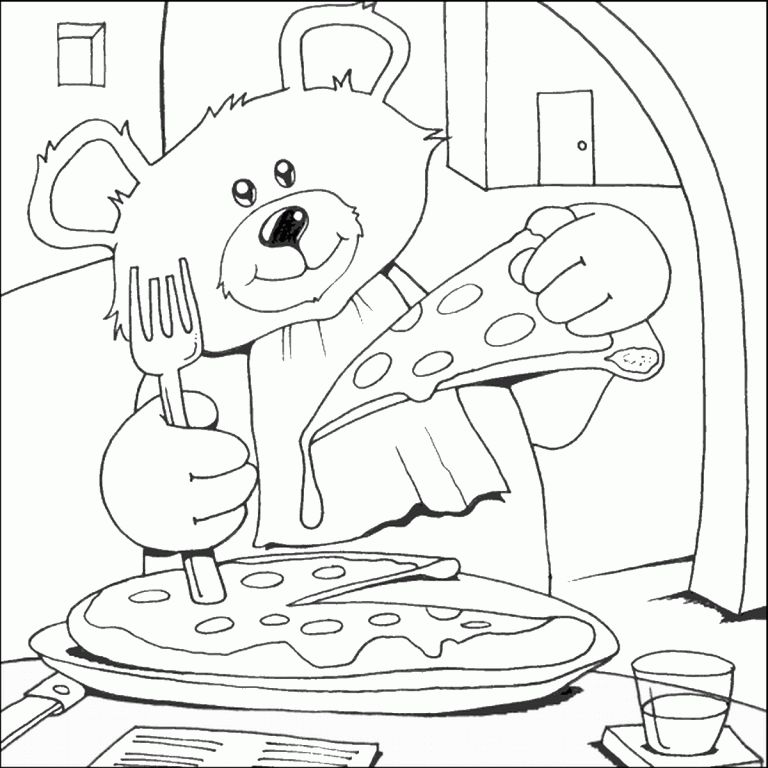 Çocuklar İçin Pizza Boyama Sayfaları 