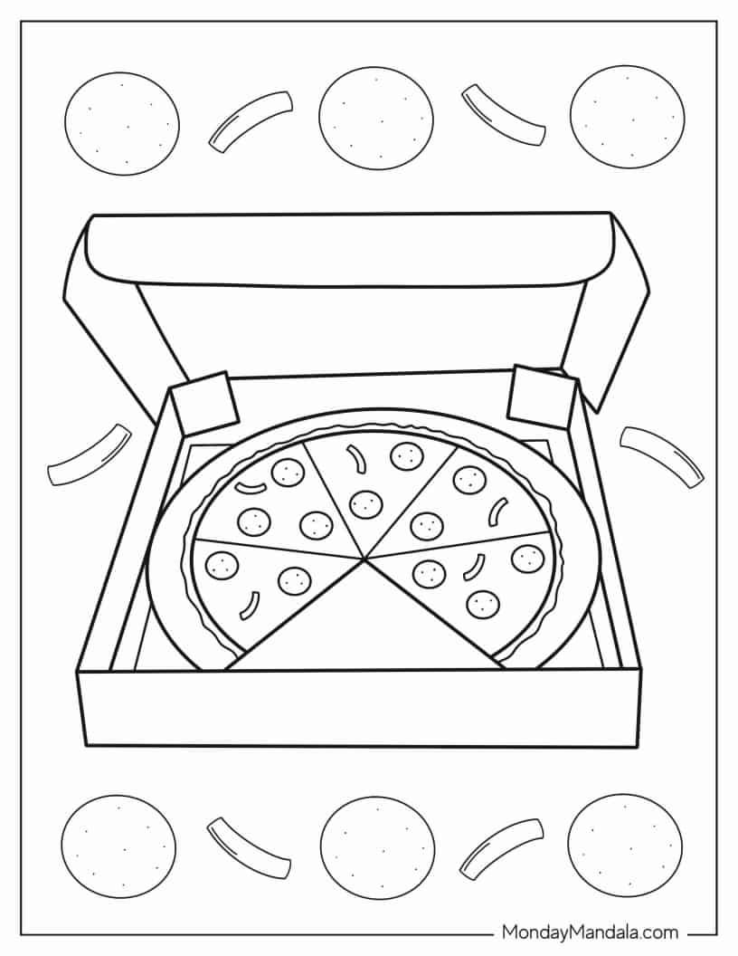 Çocuklar İçin Pizza Boyama Sayfaları 