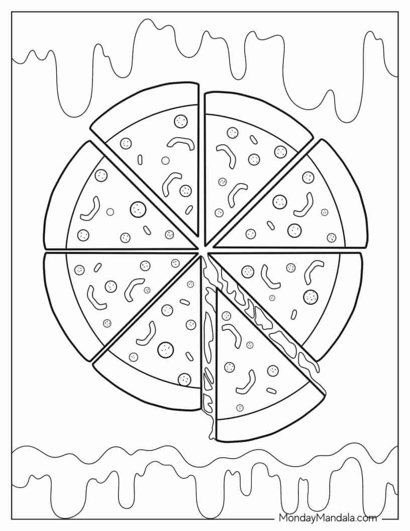 Çocuklar İçin Pizza Boyama Sayfaları 