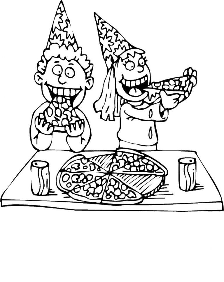 Çocuklar İçin Pizza Boyama Sayfaları 