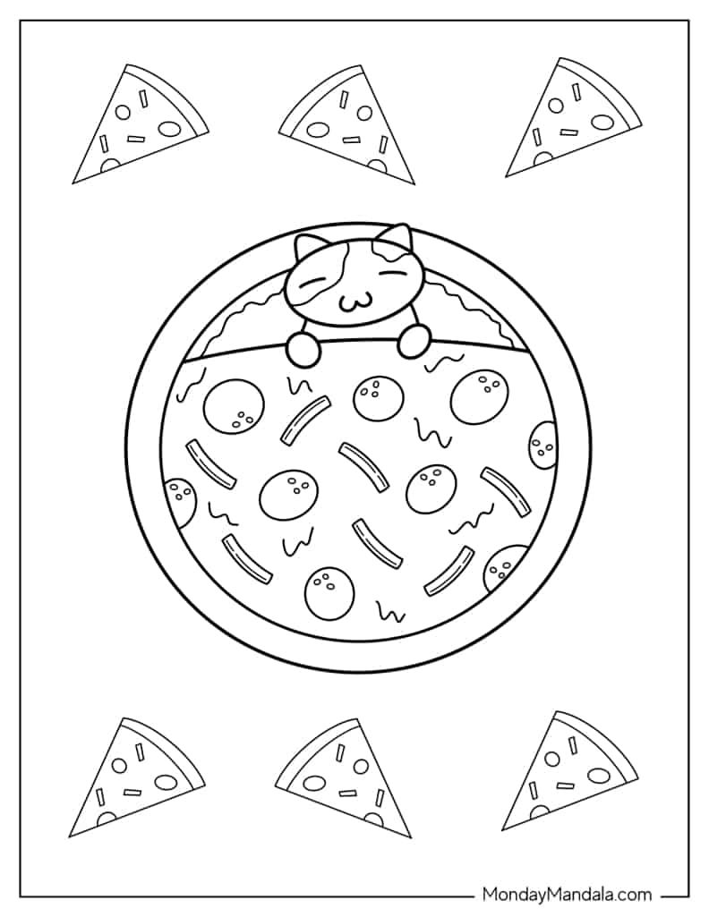 Çocuklar İçin Pizza Boyama Sayfaları 