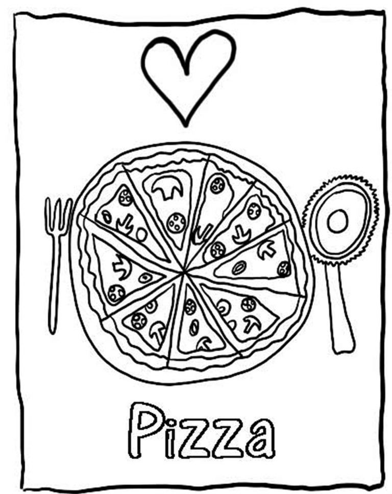 Çocuklar İçin Pizza Boyama Sayfaları 