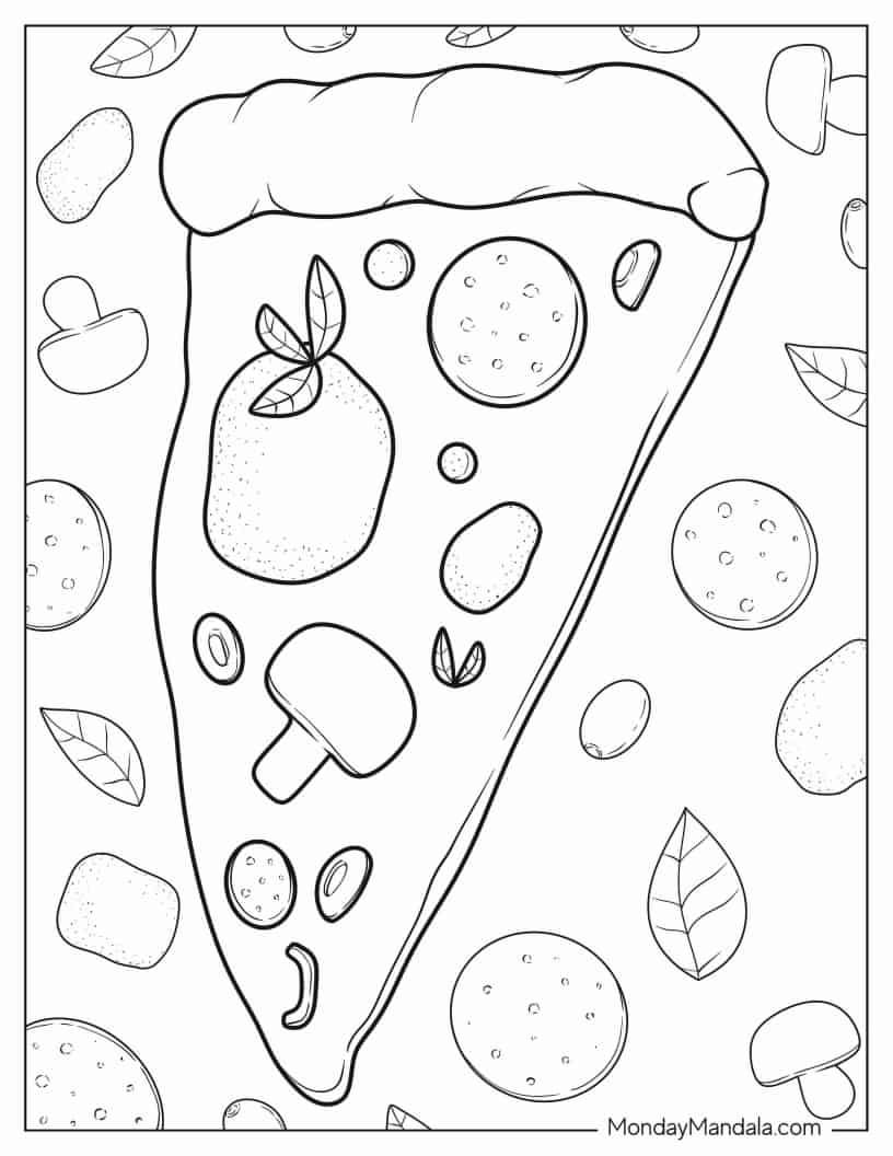 Çocuklar İçin Pizza Boyama Sayfaları 