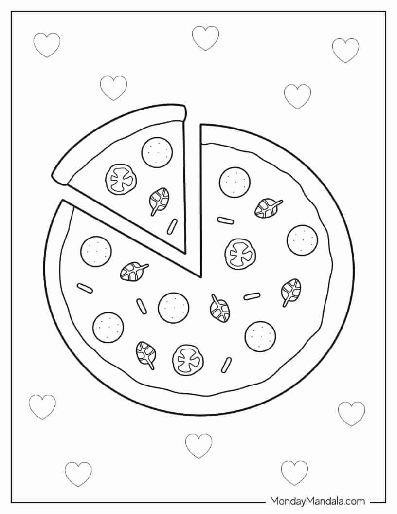 Çocuklar İçin Pizza Boyama Sayfaları 