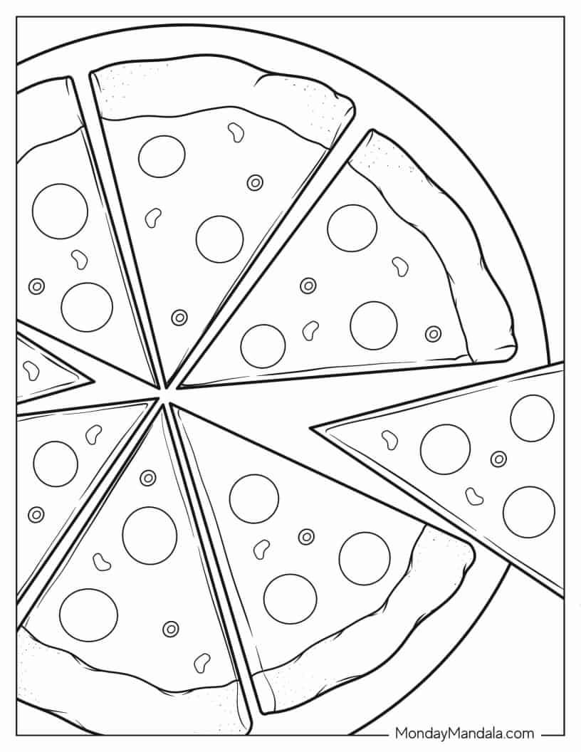 Çocuklar İçin Pizza Boyama Sayfaları 