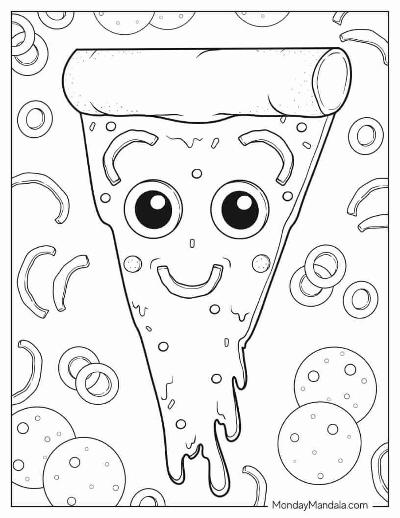 Çocuklar İçin Pizza Boyama Sayfaları 