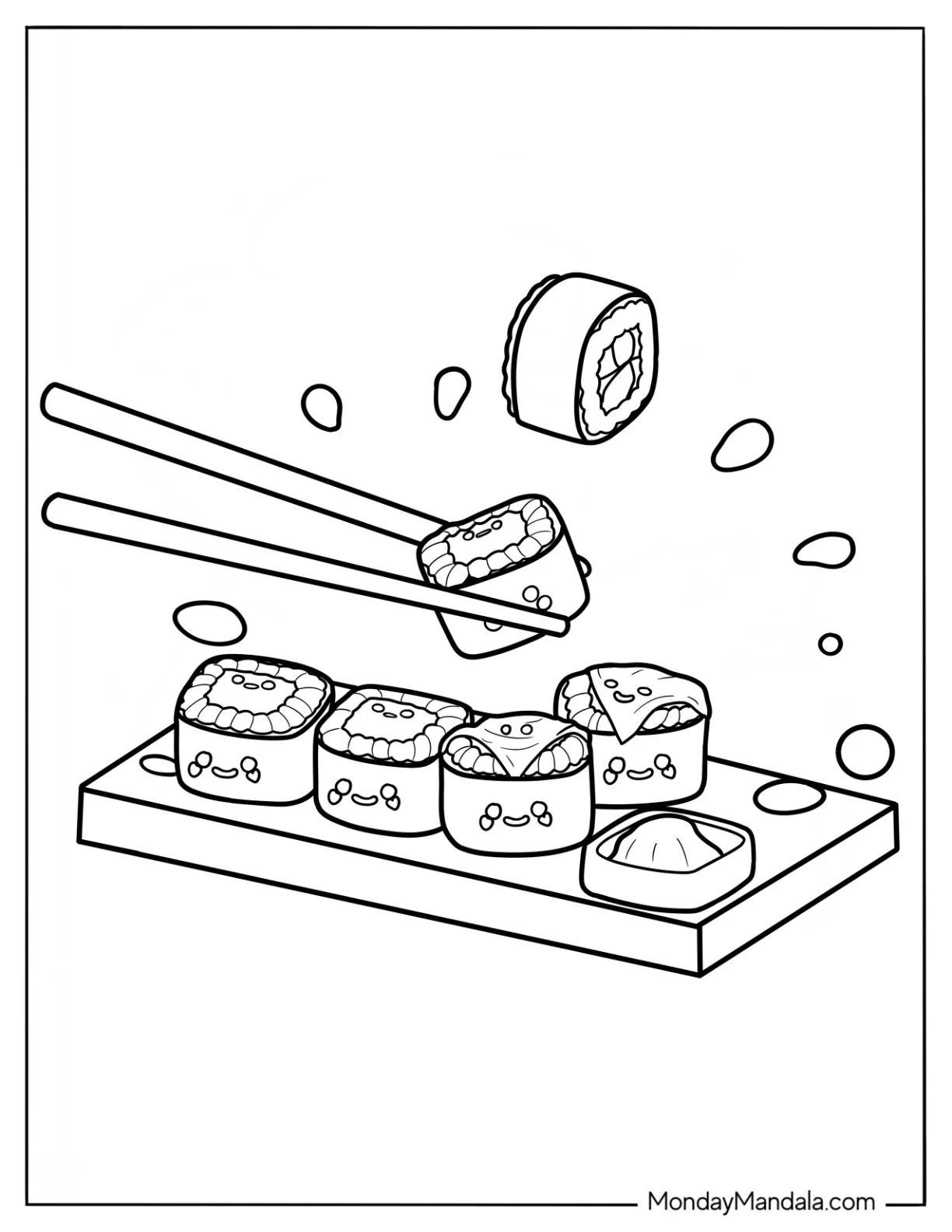 Çocuklar İçin Sushi Boyama Sayfaları 