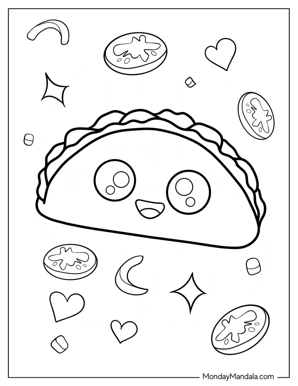 Çocuklar İçin Taco Boyama Sayfaları 