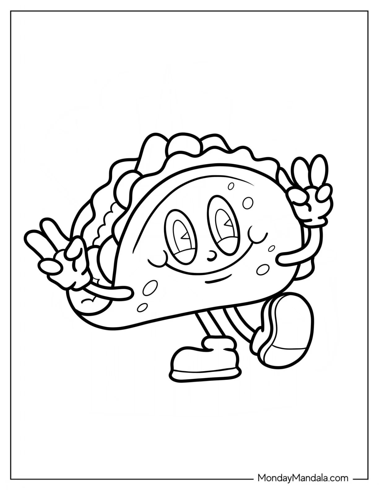 Çocuklar İçin Taco Boyama Sayfaları 