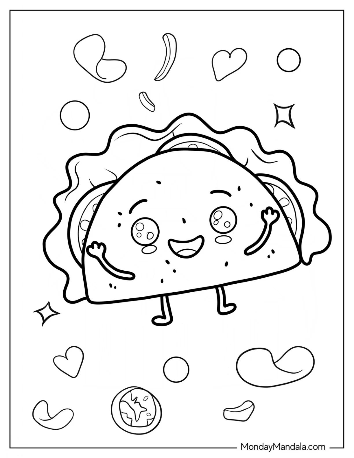 Çocuklar İçin Taco Boyama Sayfaları 