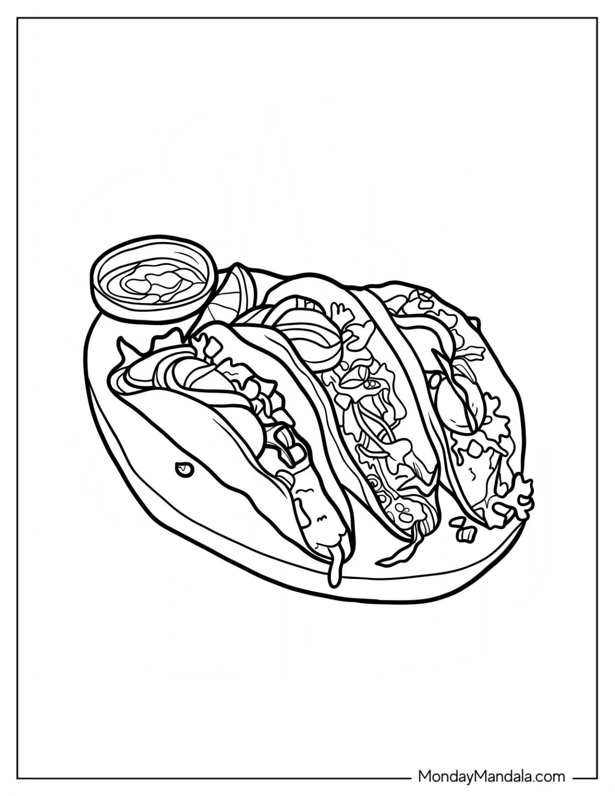 Çocuklar İçin Taco Boyama Sayfaları 