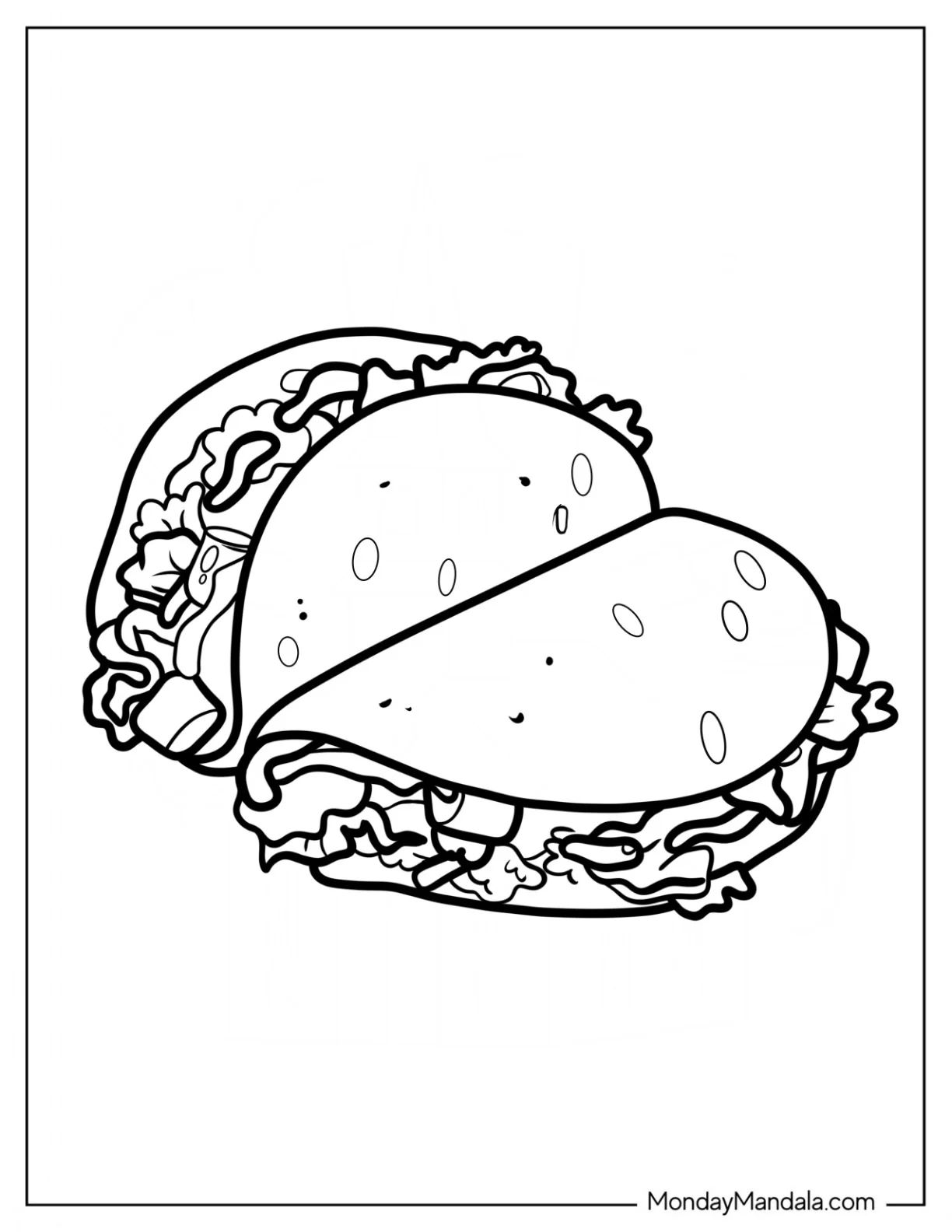 Çocuklar İçin Taco Boyama Sayfaları 