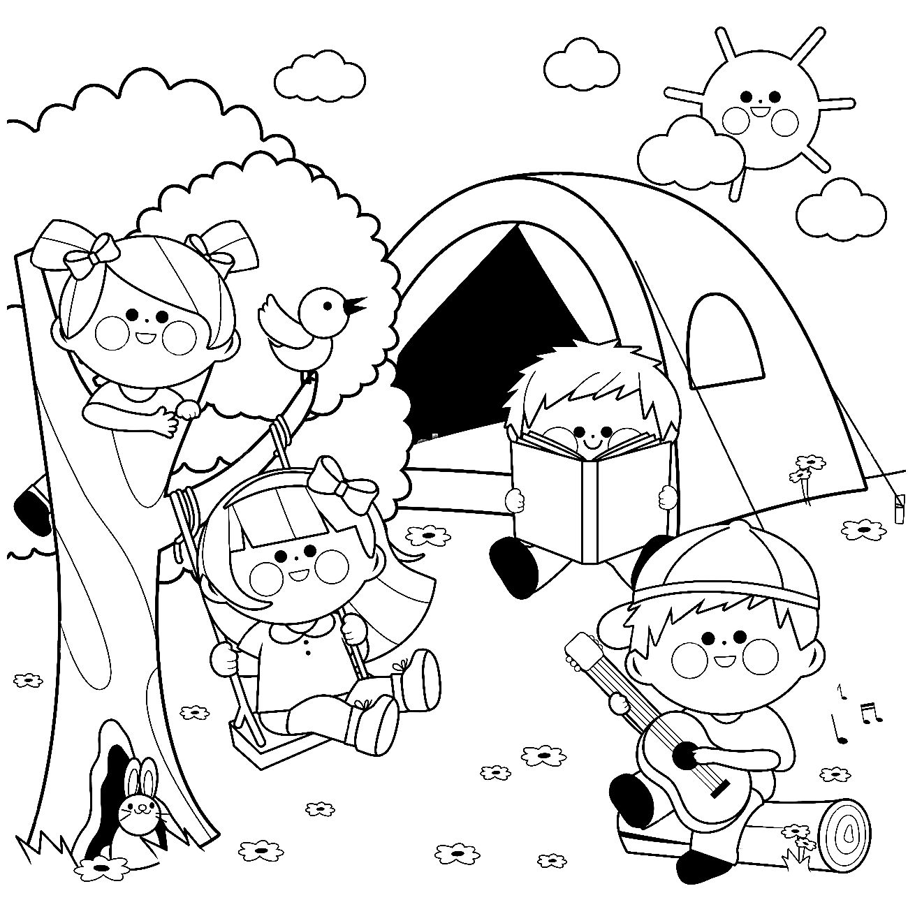 Çocuklar İçin  Camp Boyama Sayfaları 