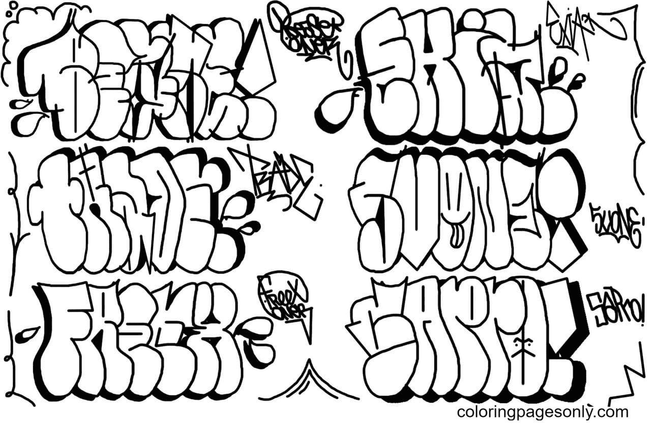Çocuklar İçin  Grafity Boyama Sayfaları 