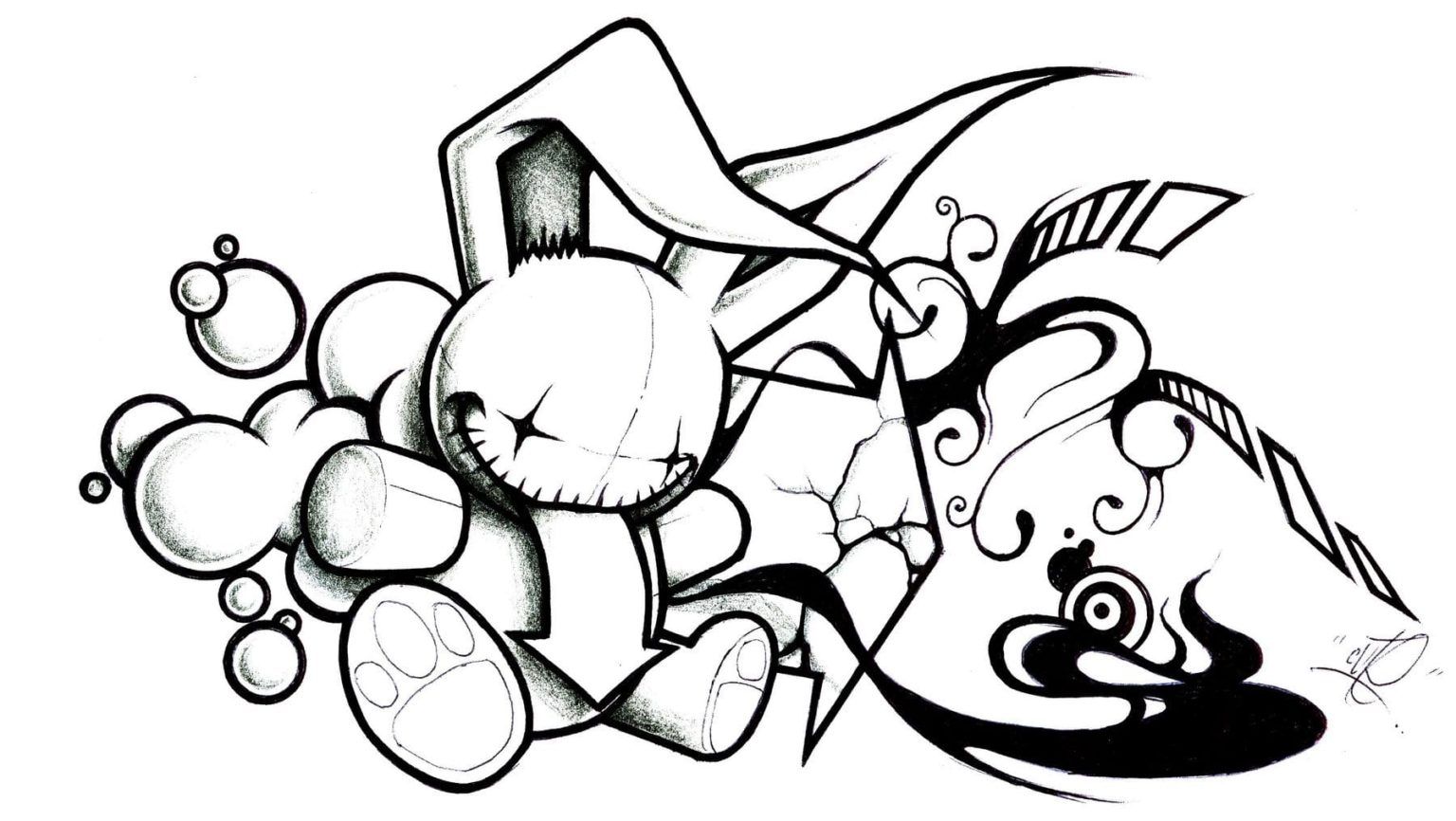 Çocuklar İçin  Grafity Boyama Sayfaları 