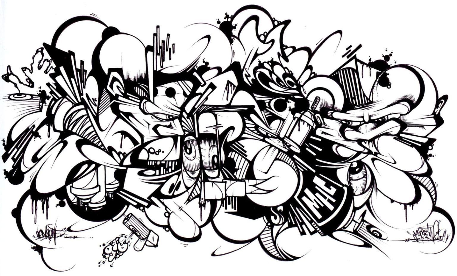 Çocuklar İçin  Grafity Boyama Sayfaları 