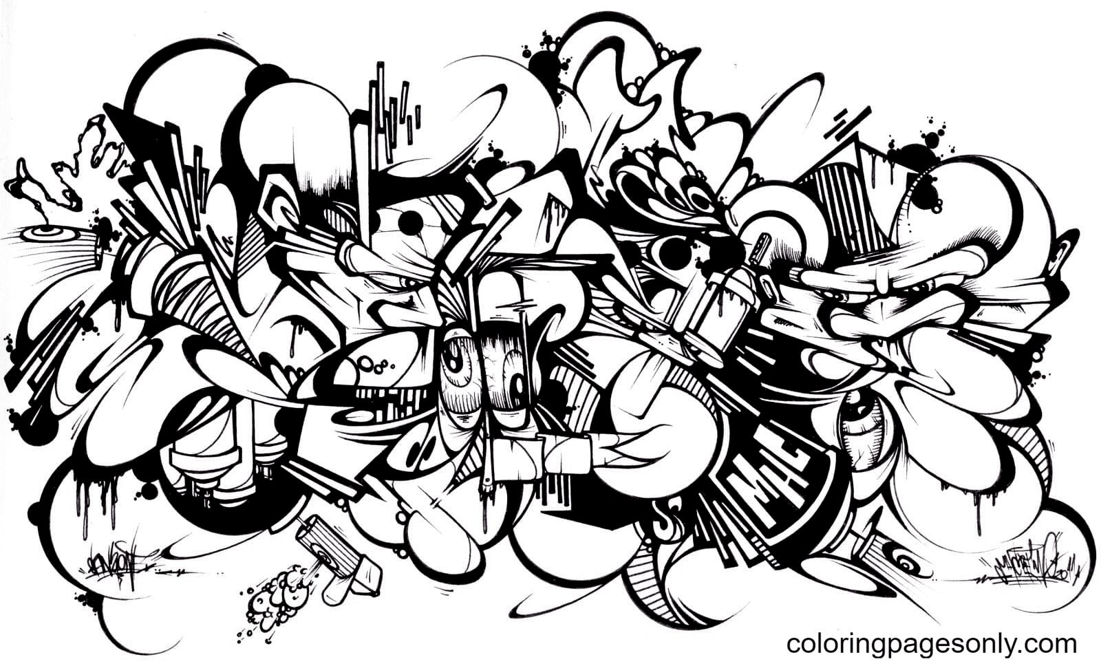 Çocuklar İçin  Grafity Boyama Sayfaları 