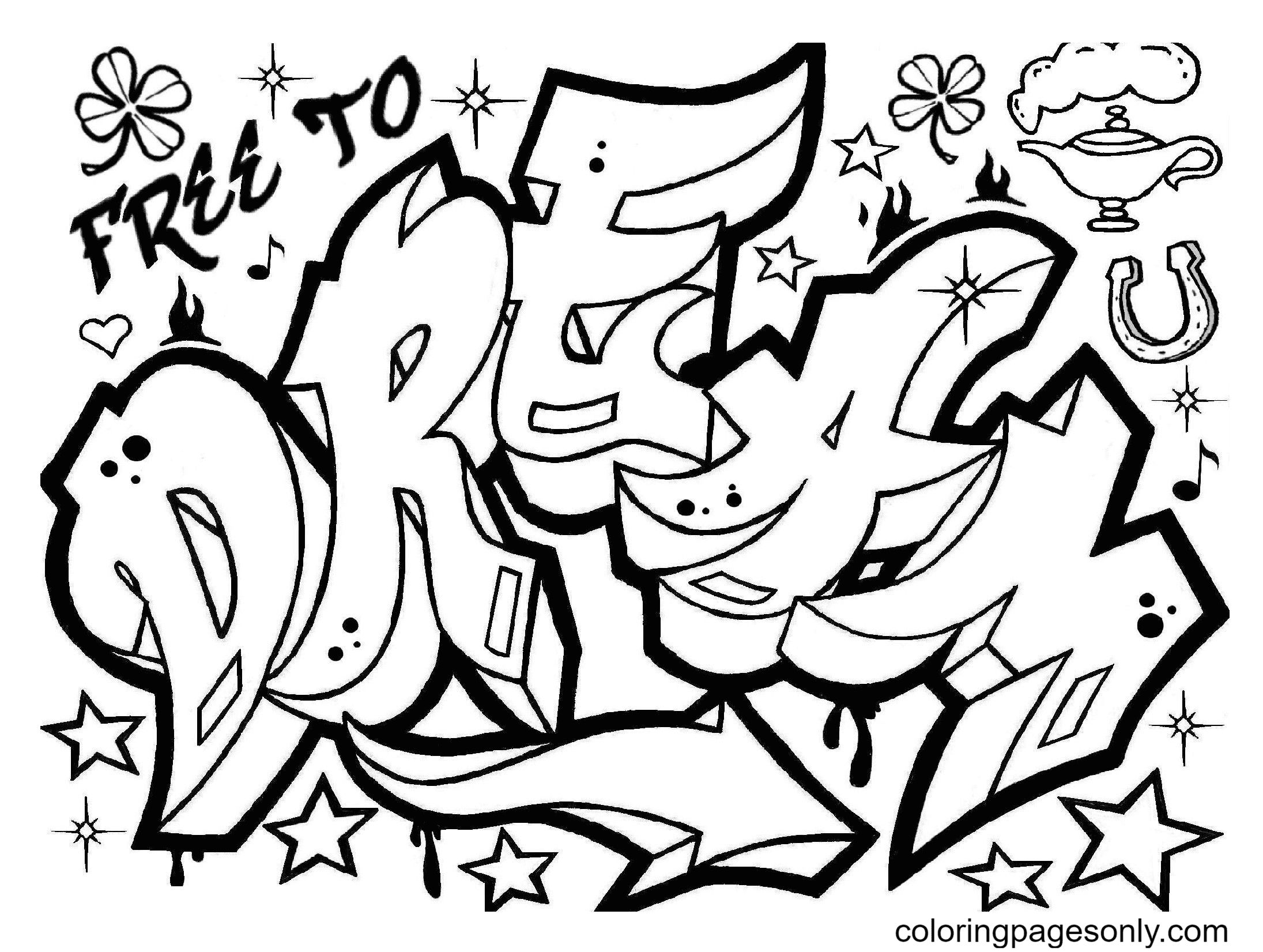 Çocuklar İçin  Grafity Boyama Sayfaları 