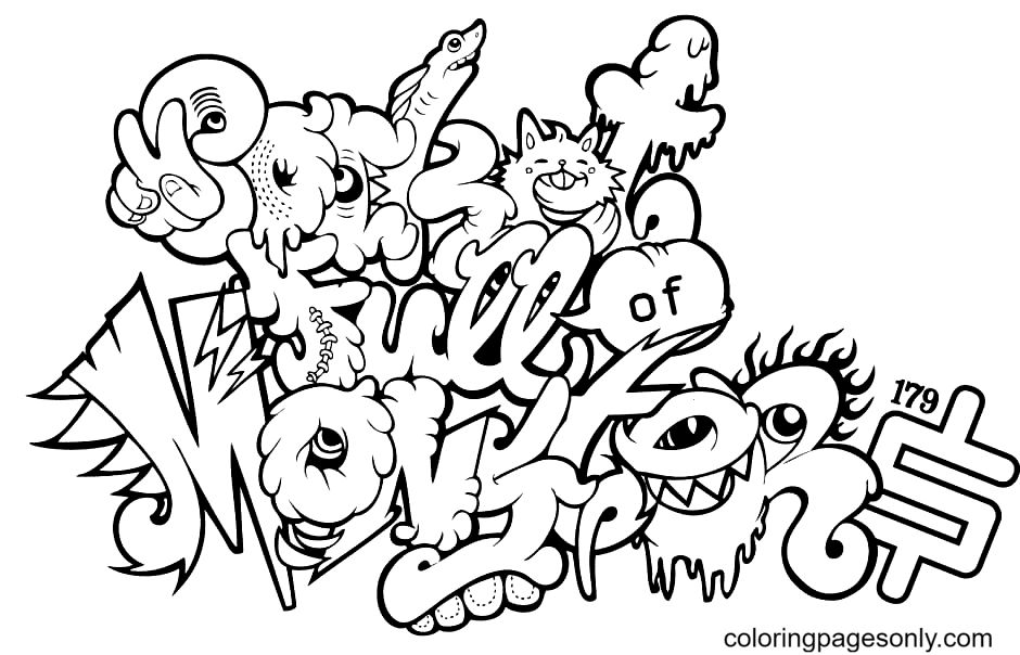 Çocuklar İçin  Grafity Boyama Sayfaları 