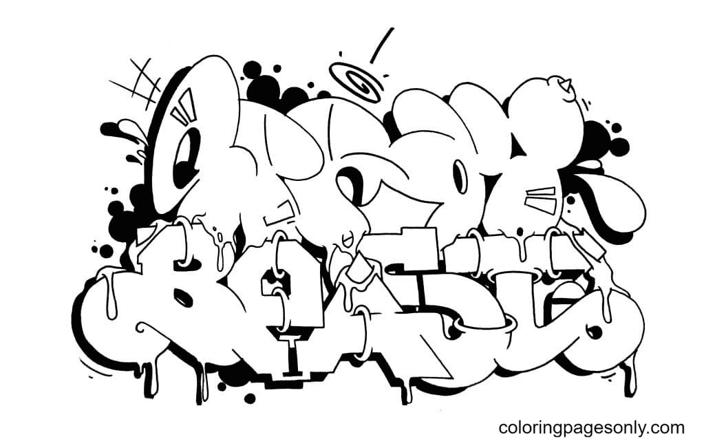 Çocuklar İçin  Grafity Boyama Sayfaları 