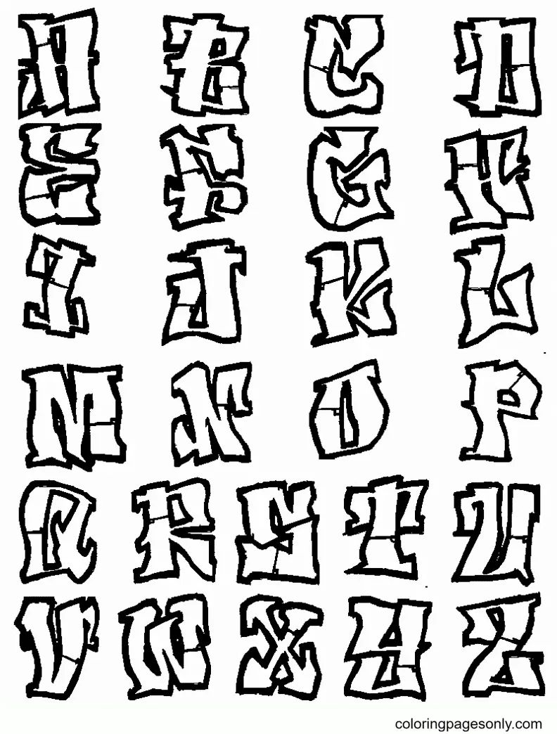 Çocuklar İçin  Grafity Boyama Sayfaları 
