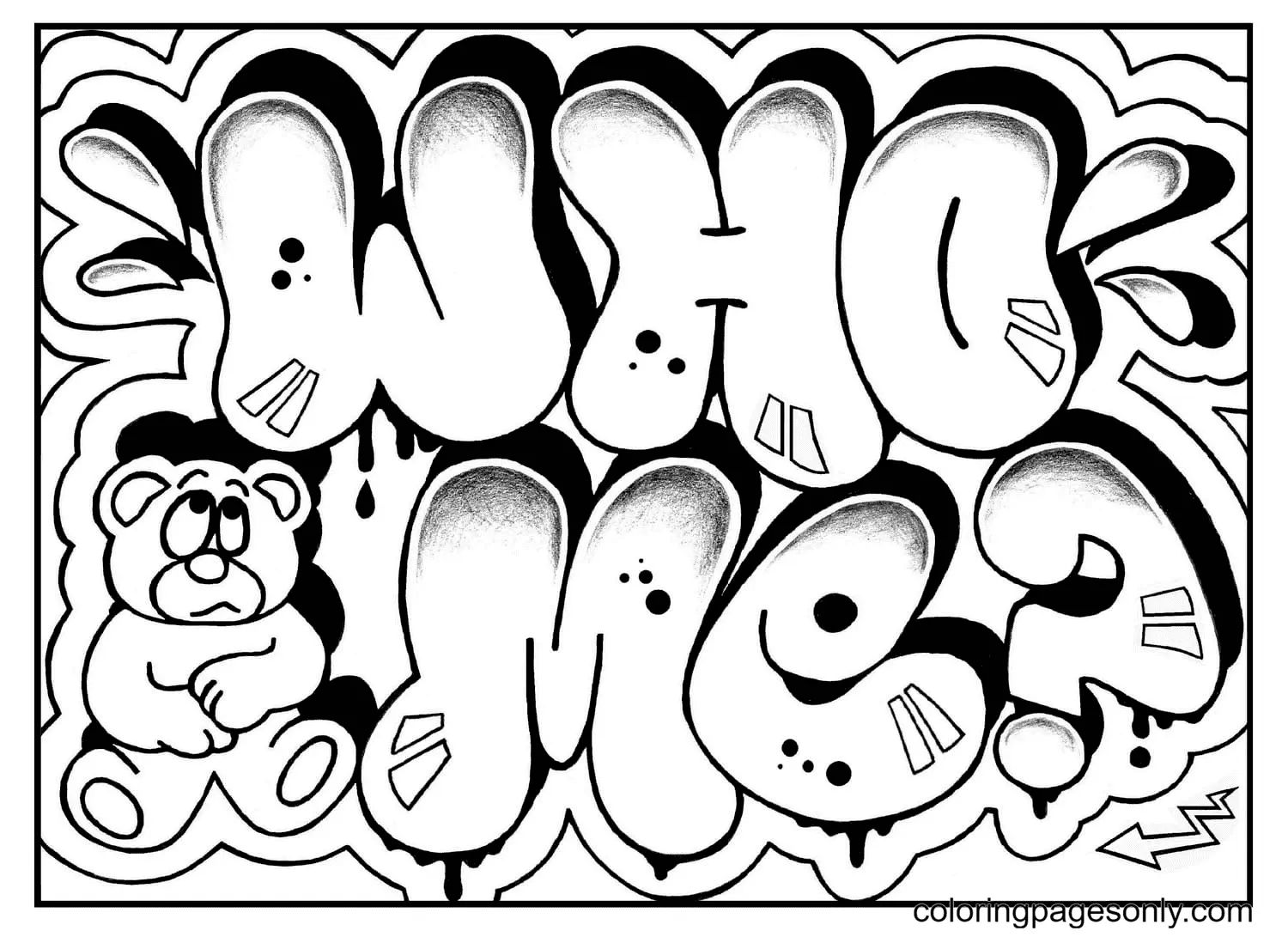 Çocuklar İçin  Grafity Boyama Sayfaları 