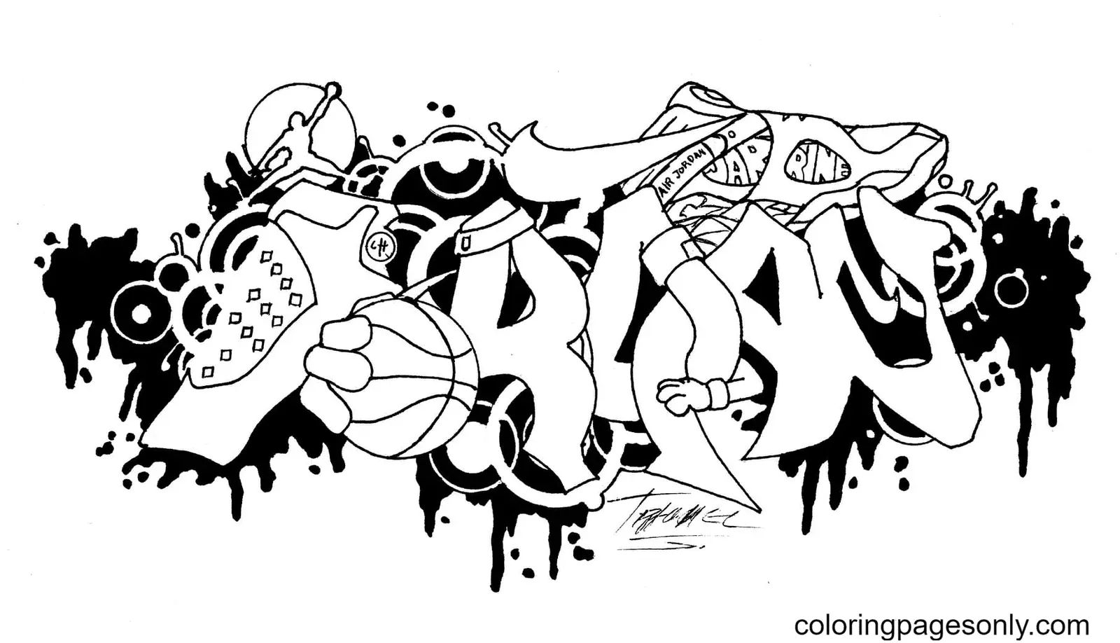 Çocuklar İçin  Grafity Boyama Sayfaları 