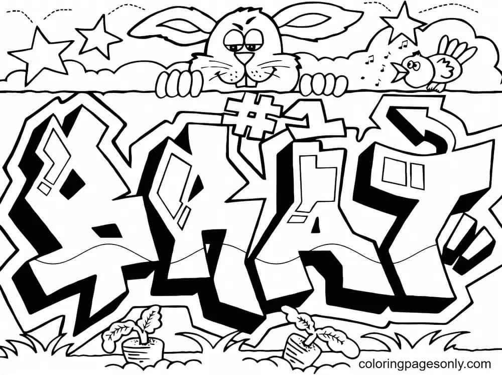 Çocuklar İçin  Grafity Boyama Sayfaları 