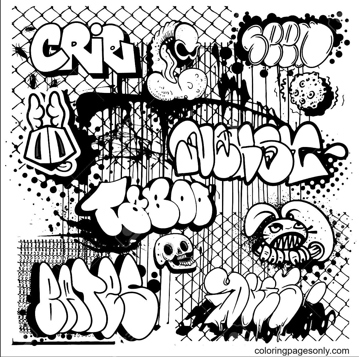 Çocuklar İçin  Grafity Boyama Sayfaları 