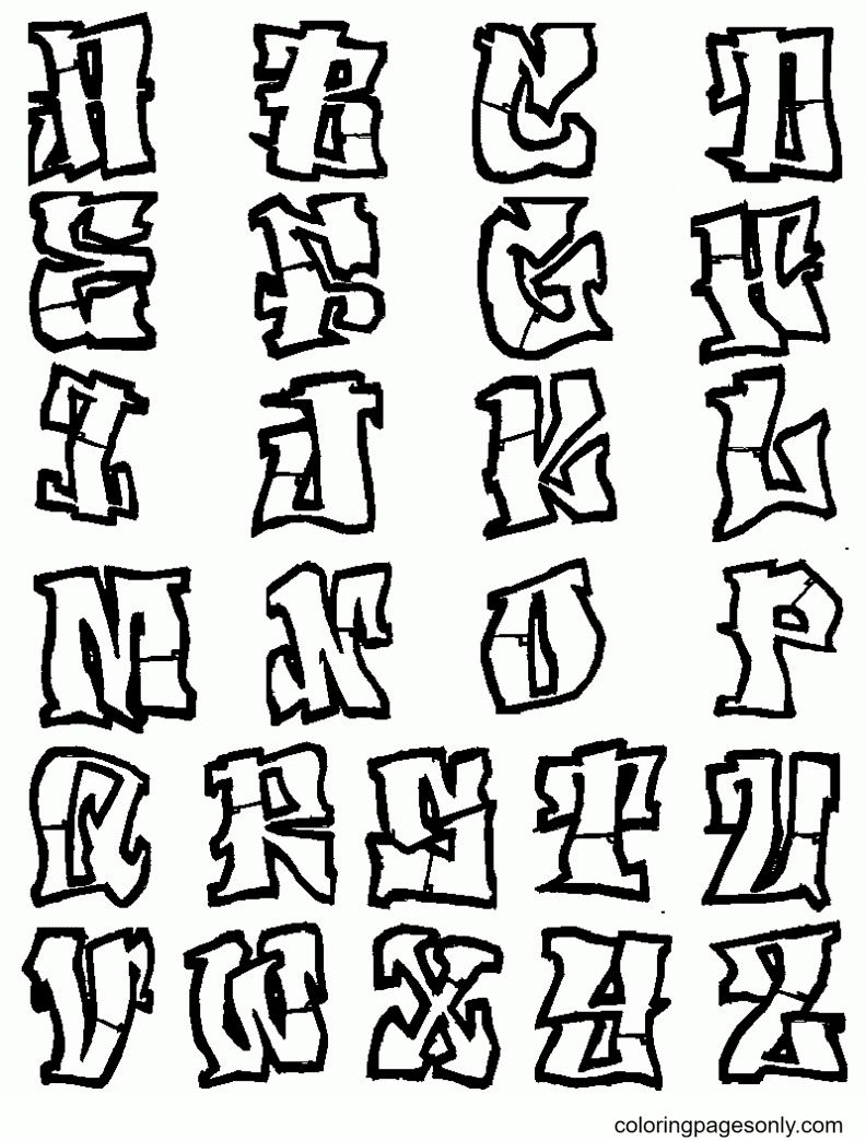 Çocuklar İçin  Grafity Boyama Sayfaları 