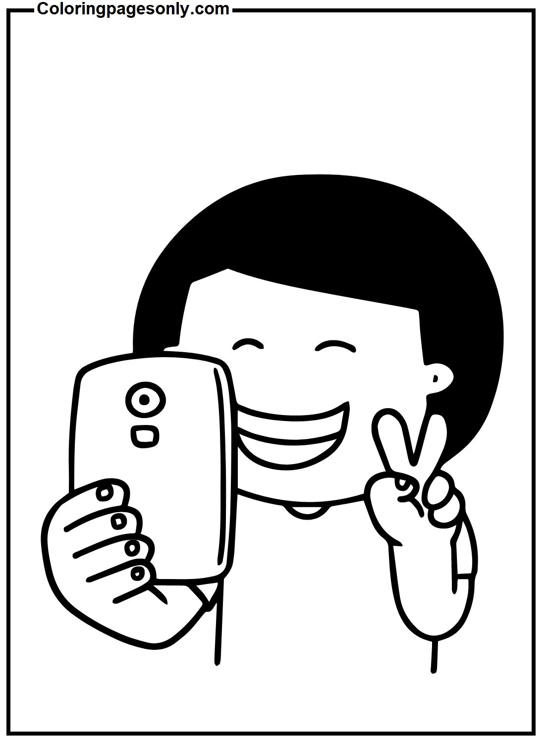 Çocuklar İçin  Selfie Boyama Sayfaları 