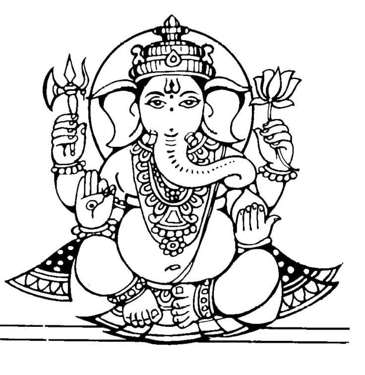 Çocuklar İçin  Ganesha Boyama Sayfaları 