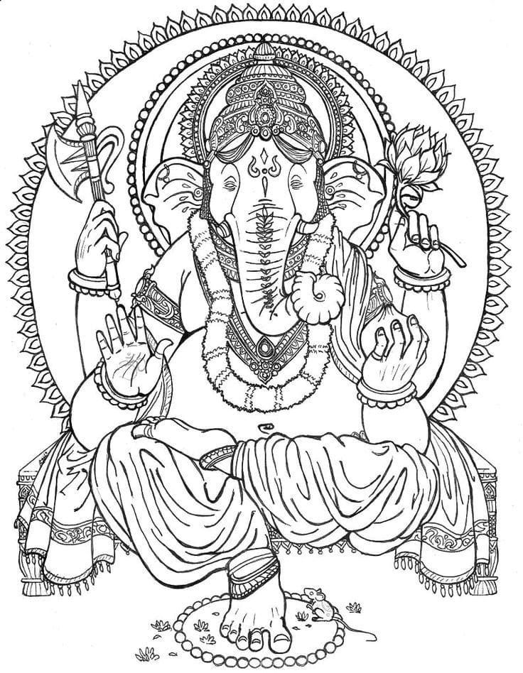 Çocuklar İçin  Ganesha Boyama Sayfaları 