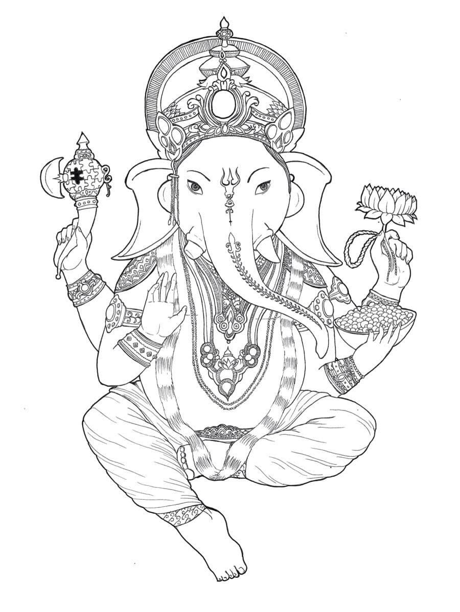 Çocuklar İçin  Ganesha Boyama Sayfaları 