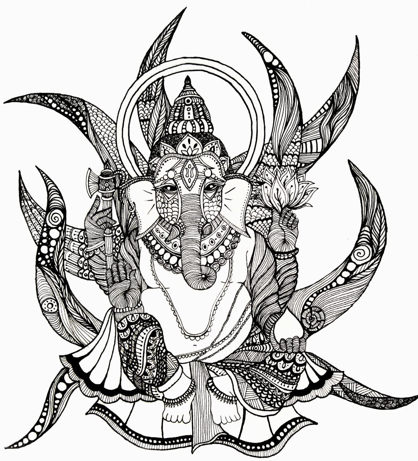Çocuklar İçin  Ganesha Boyama Sayfaları 