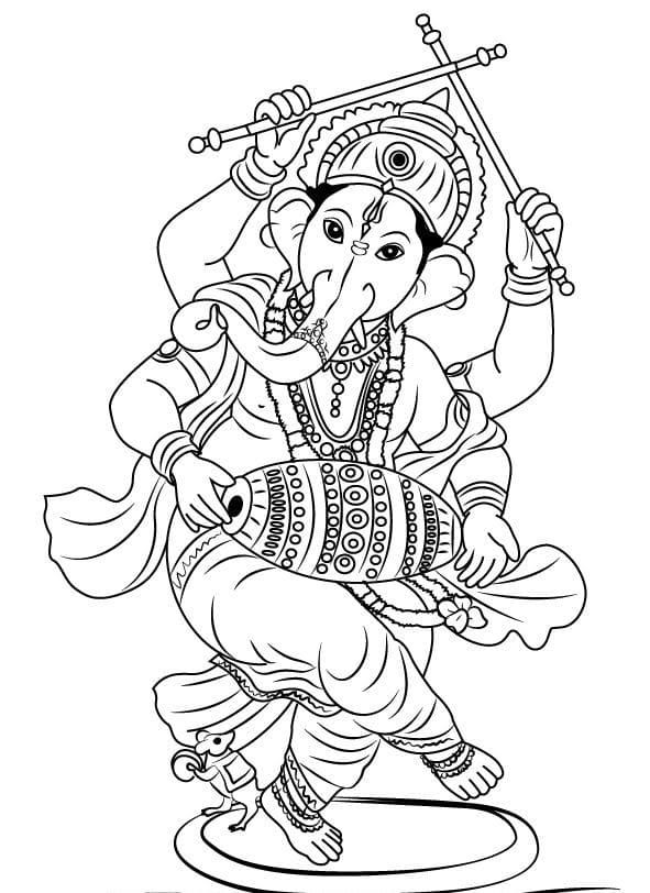 Çocuklar İçin  Ganesha Boyama Sayfaları 