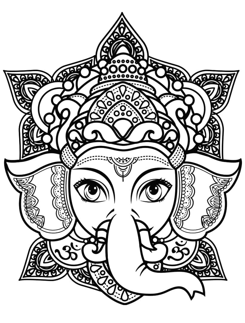 Çocuklar İçin  Ganesha Boyama Sayfaları 