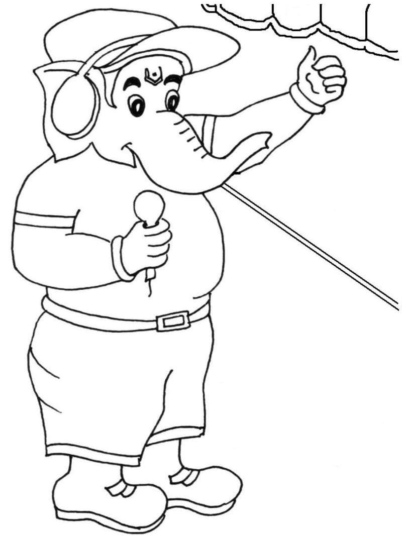 Çocuklar İçin  Ganesha Boyama Sayfaları 