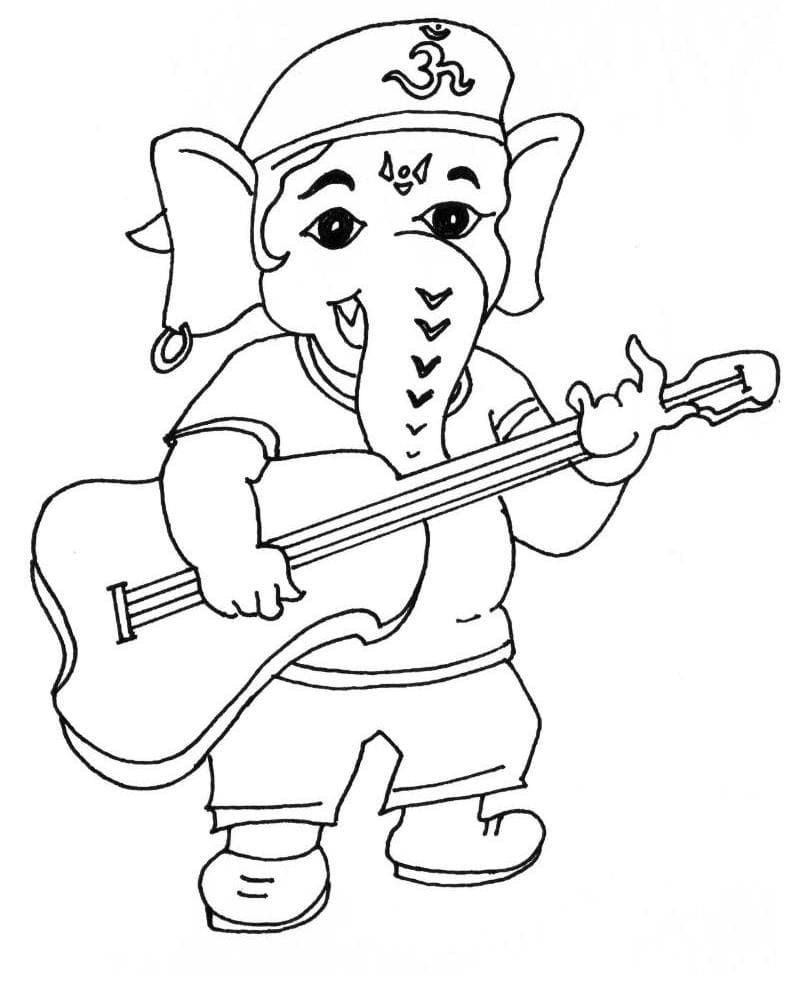 Çocuklar İçin  Ganesha Boyama Sayfaları 