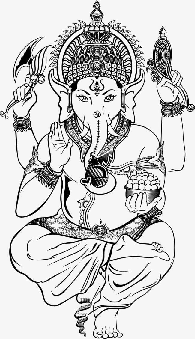 Çocuklar İçin  Ganesha Boyama Sayfaları 