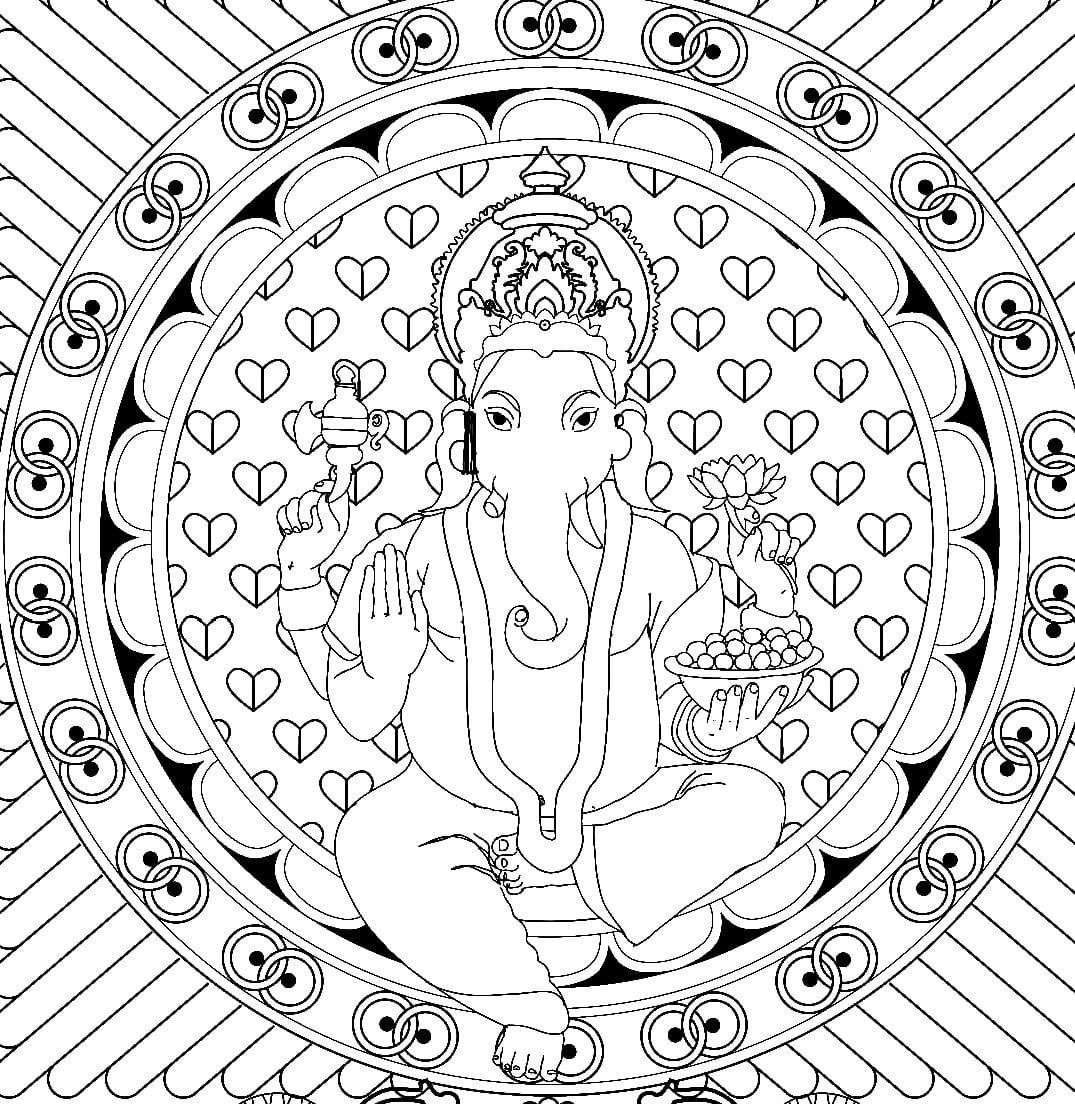 Çocuklar İçin  Ganesha Boyama Sayfaları 