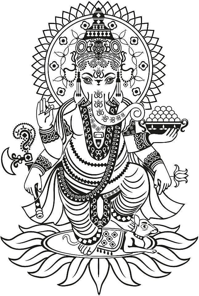 Çocuklar İçin  Ganesha Boyama Sayfaları 