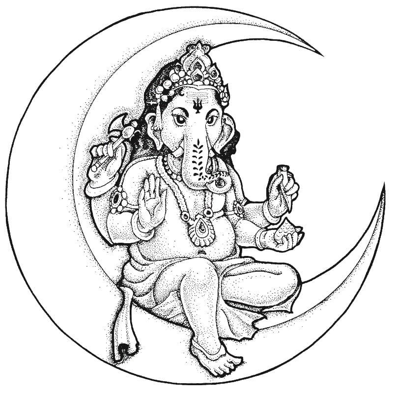Çocuklar İçin  Ganesha Boyama Sayfaları 