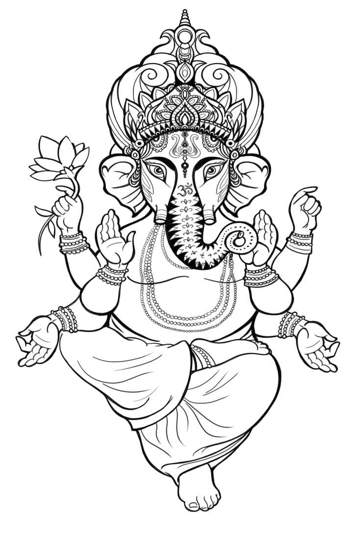 Çocuklar İçin  Ganesha Boyama Sayfaları 
