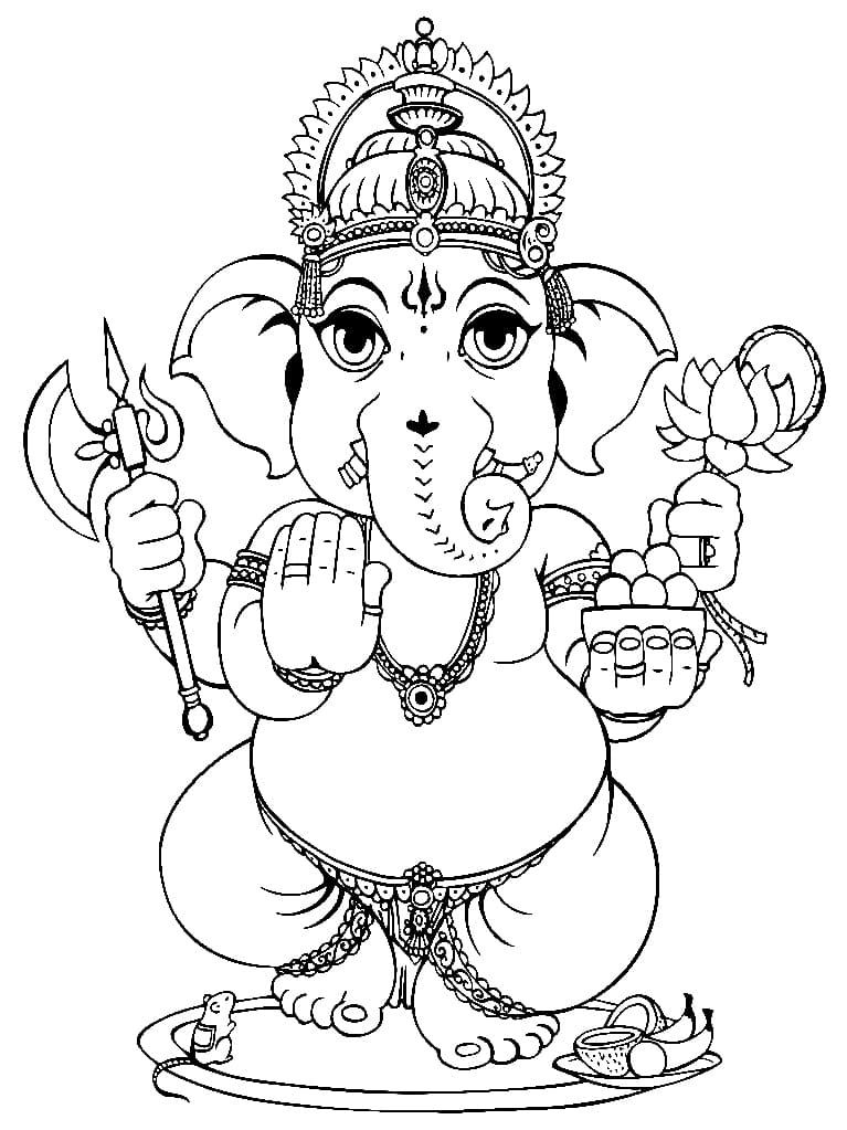 Çocuklar İçin  Ganesha Boyama Sayfaları 
