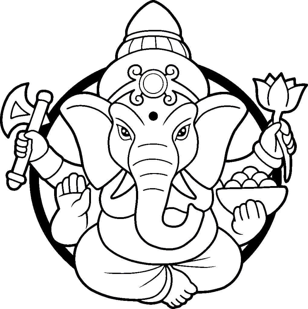 Çocuklar İçin  Ganesha Boyama Sayfaları 