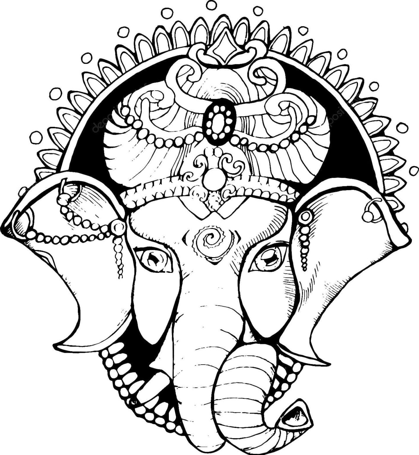 Çocuklar İçin  Ganesha Boyama Sayfaları 