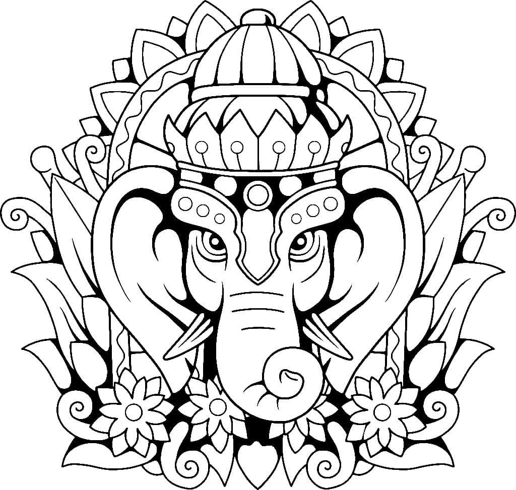 Çocuklar İçin  Ganesha Boyama Sayfaları 